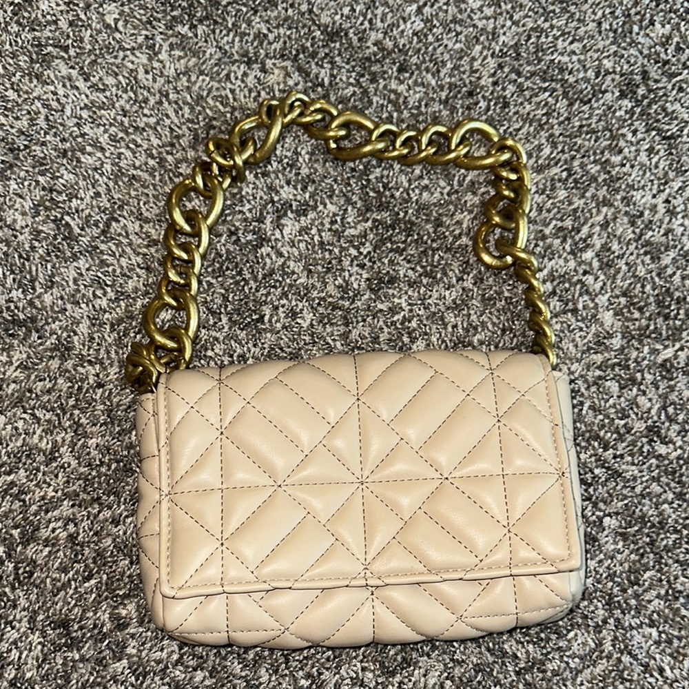 Zara Beige Quilted Chain Bag